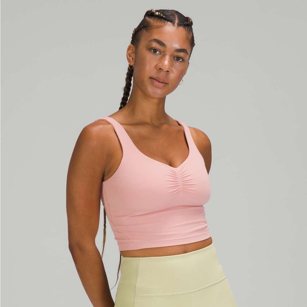 lululemon athletica Light Blush Ruched Longline Sports Crop